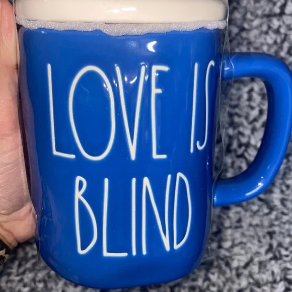 Rae Dunn LOVE IS BLIND rainbow topper mug NEW - Picture 3 of 4